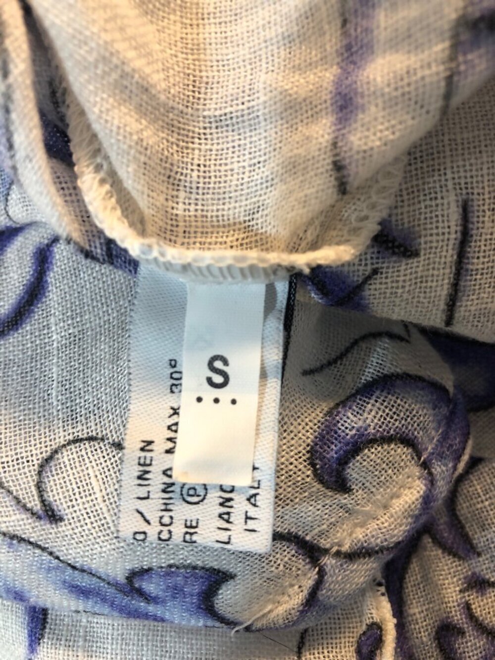 idillio Positano 100% Linen Purple & White Floral Scoop Neck Pullover Size S - Picture 9 of 11